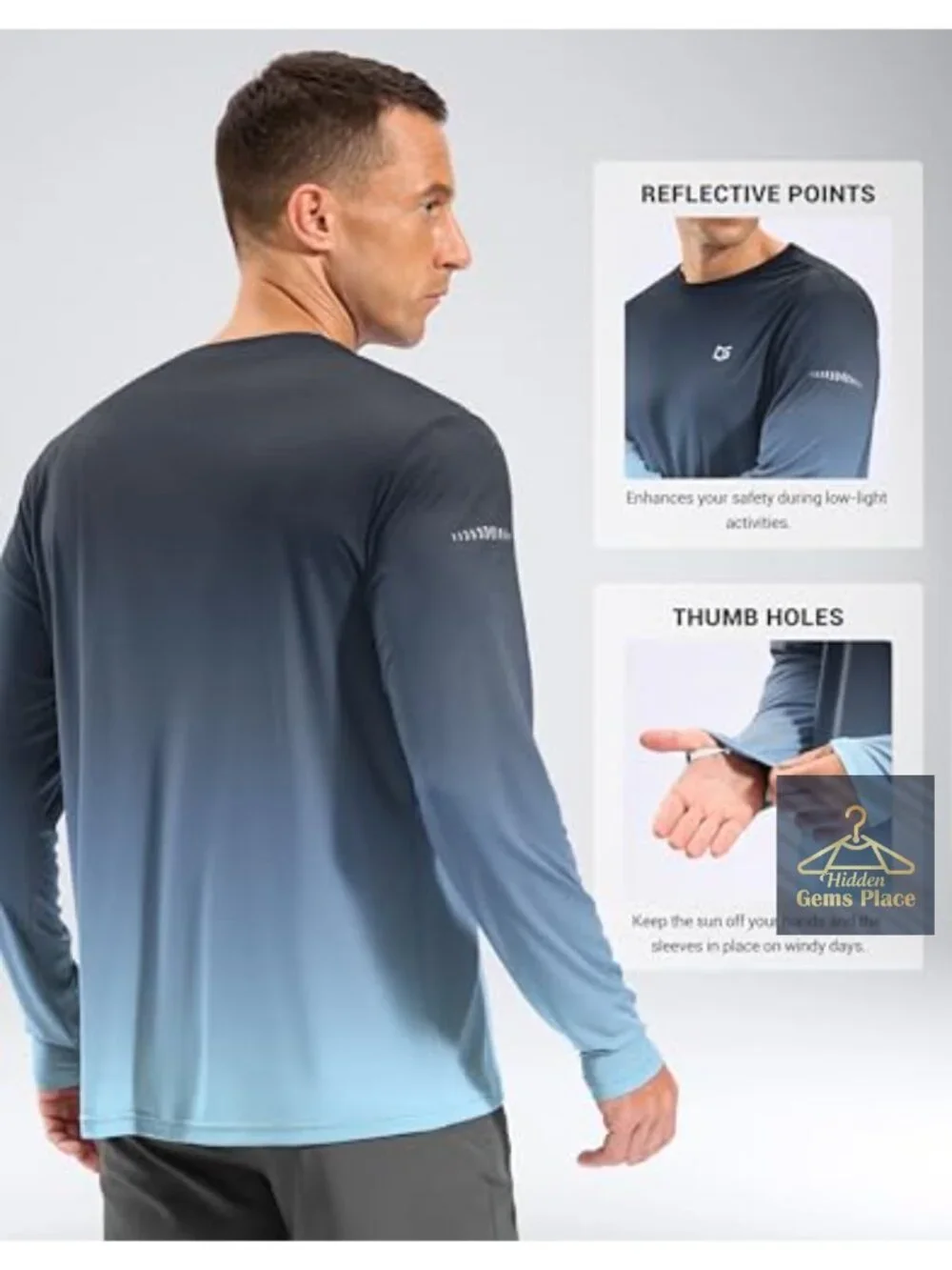 Men's UPF 50+ Long Sleeve Rash Guard Shirt Sun Protection Swim Shirt